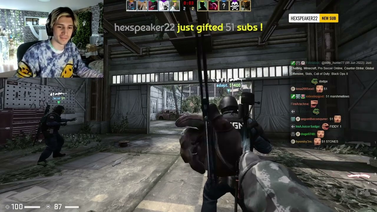 xQc НЕОСТАНОВИМ в CS:GO с Адептом, Джесси и Диззи!