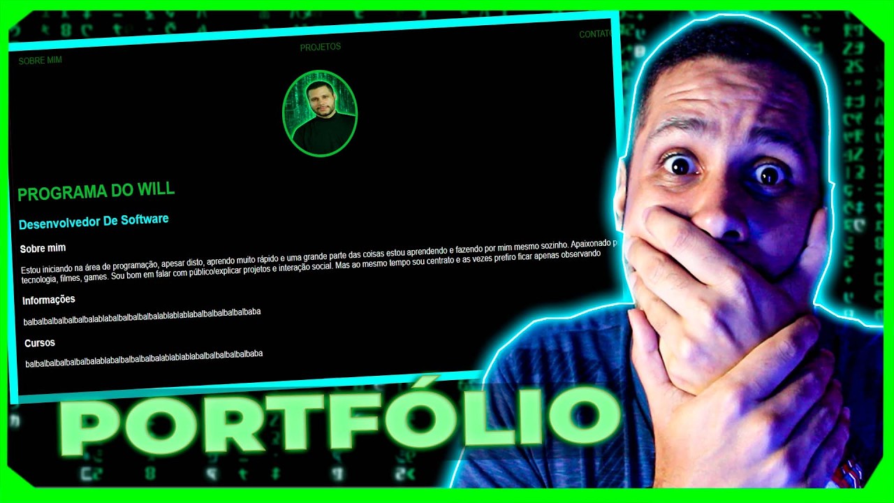 Criei um Portfólio com HTML + CSS do Zero… Será que Deu Certo? 💻🔥 | PROGRAMA DO WILLIAM