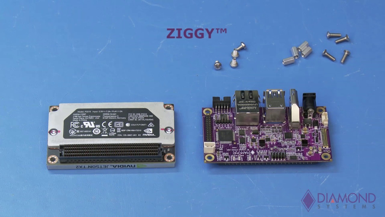 Diamond Systems ZIGGY™ Compact Carrier for NVIDIA® Jetson TX2/TX2i, and ZiggyBox™ Compact Solution