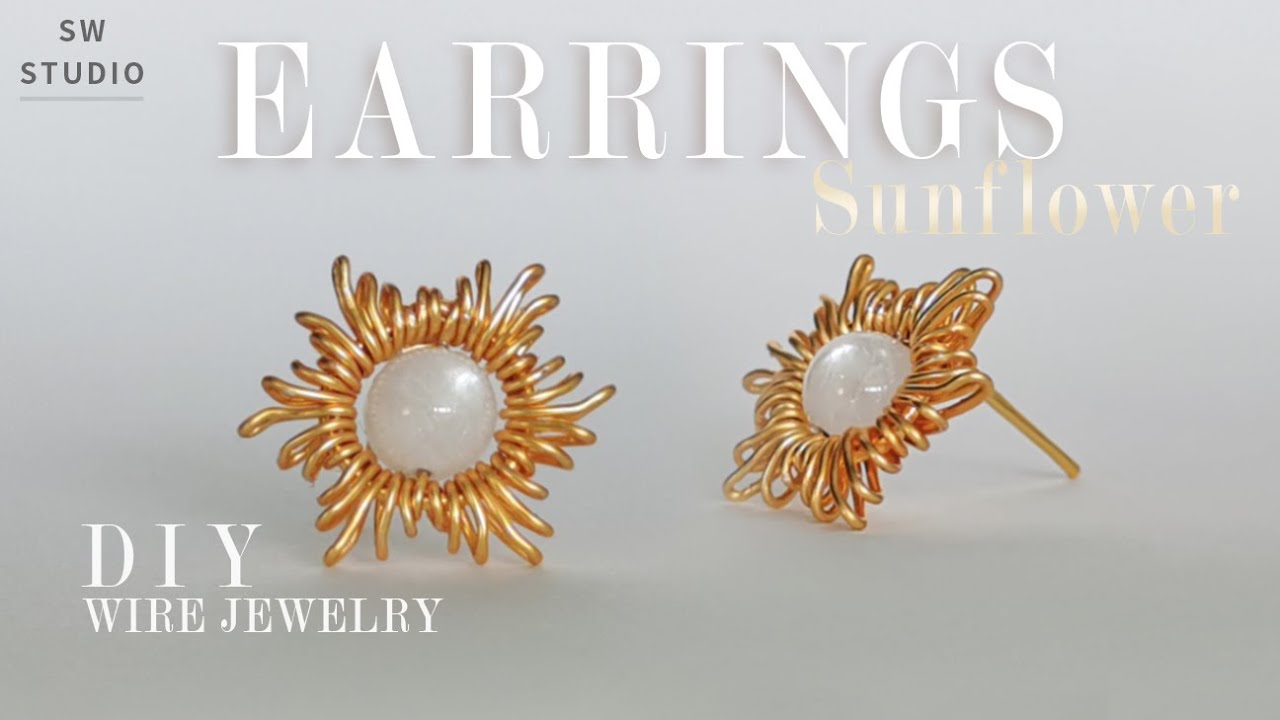 Sunflower Stud Earrings/Easy Ear Studs/Easy Earrings/Wire Wrap Earrings Tutorial/How to make