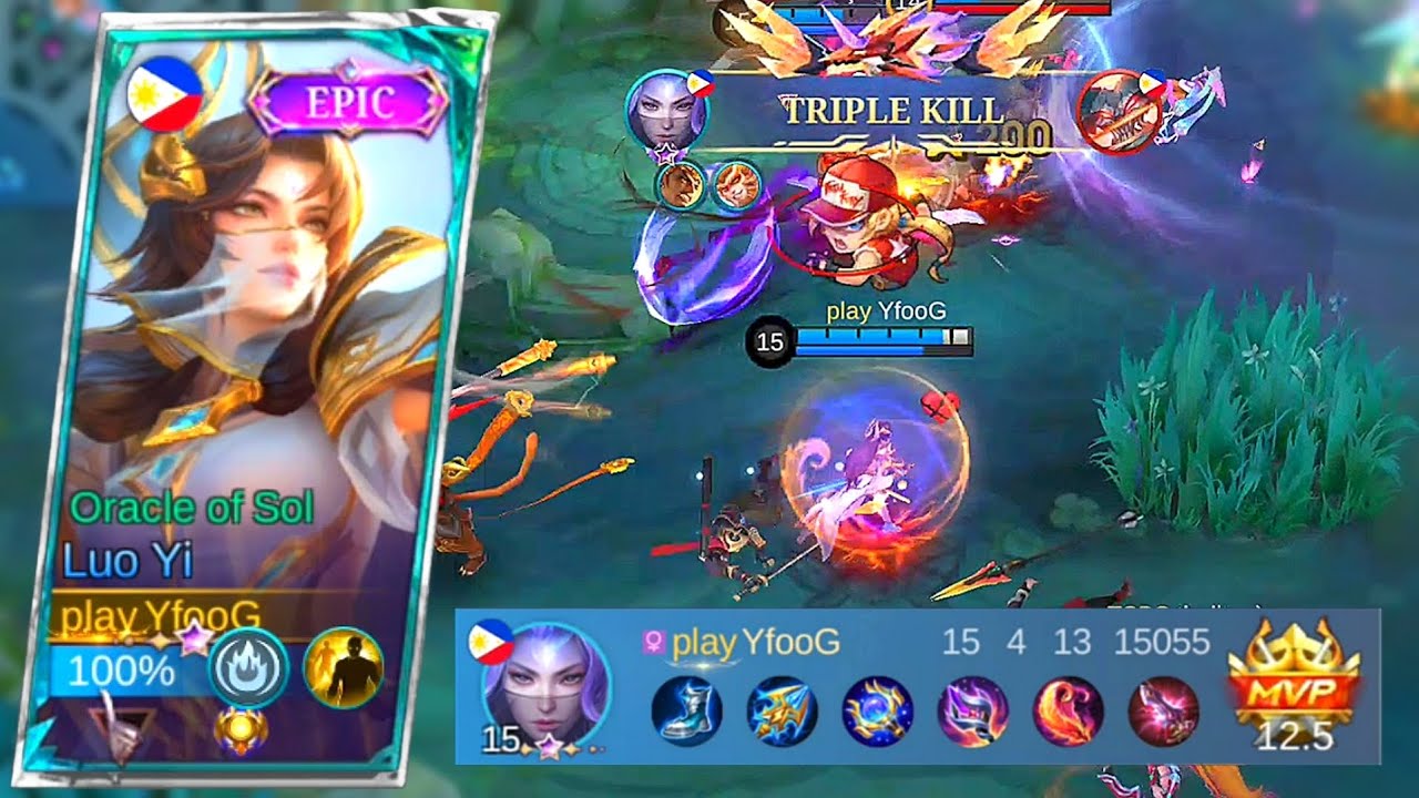 15 Kills 4 death 14 Assists LUO YI gameplay MVP | rank