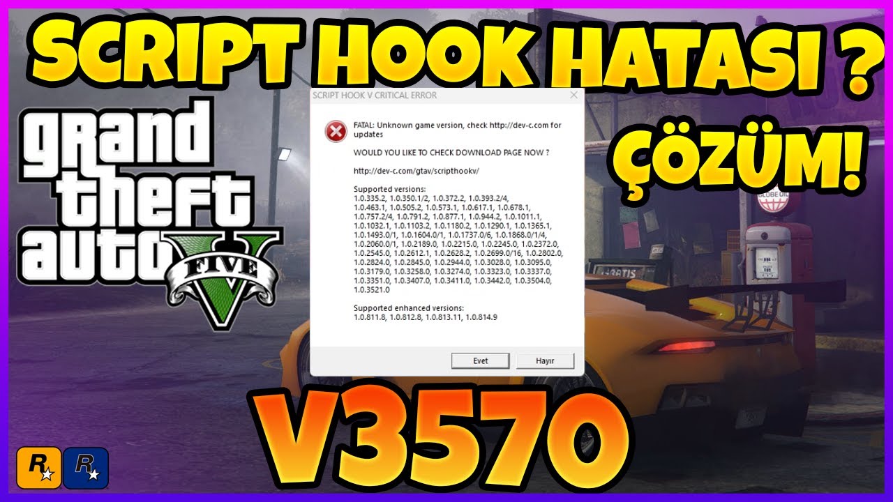 SCRIPT HOOK HATASI ? CRITICAL SCRIPT HOOK ERROR  V3570 #scripthookcriticalerror