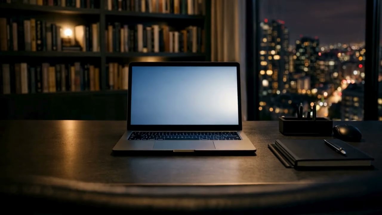 Late-Night City Desk — Silent Work Ambience (No Music)