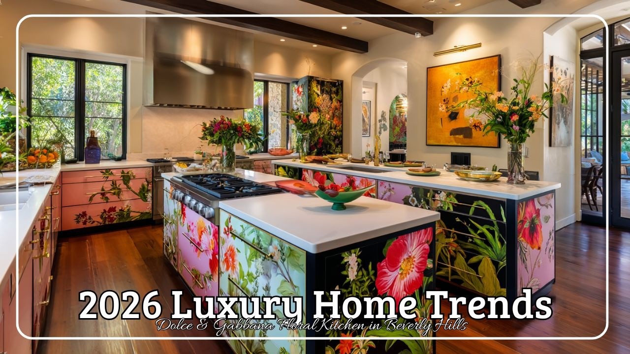 Тренды в дизайне роскошных домов 2026 года: цветочная кухня Dolce & Gabbana в Беверли-Хиллз 🌸✨