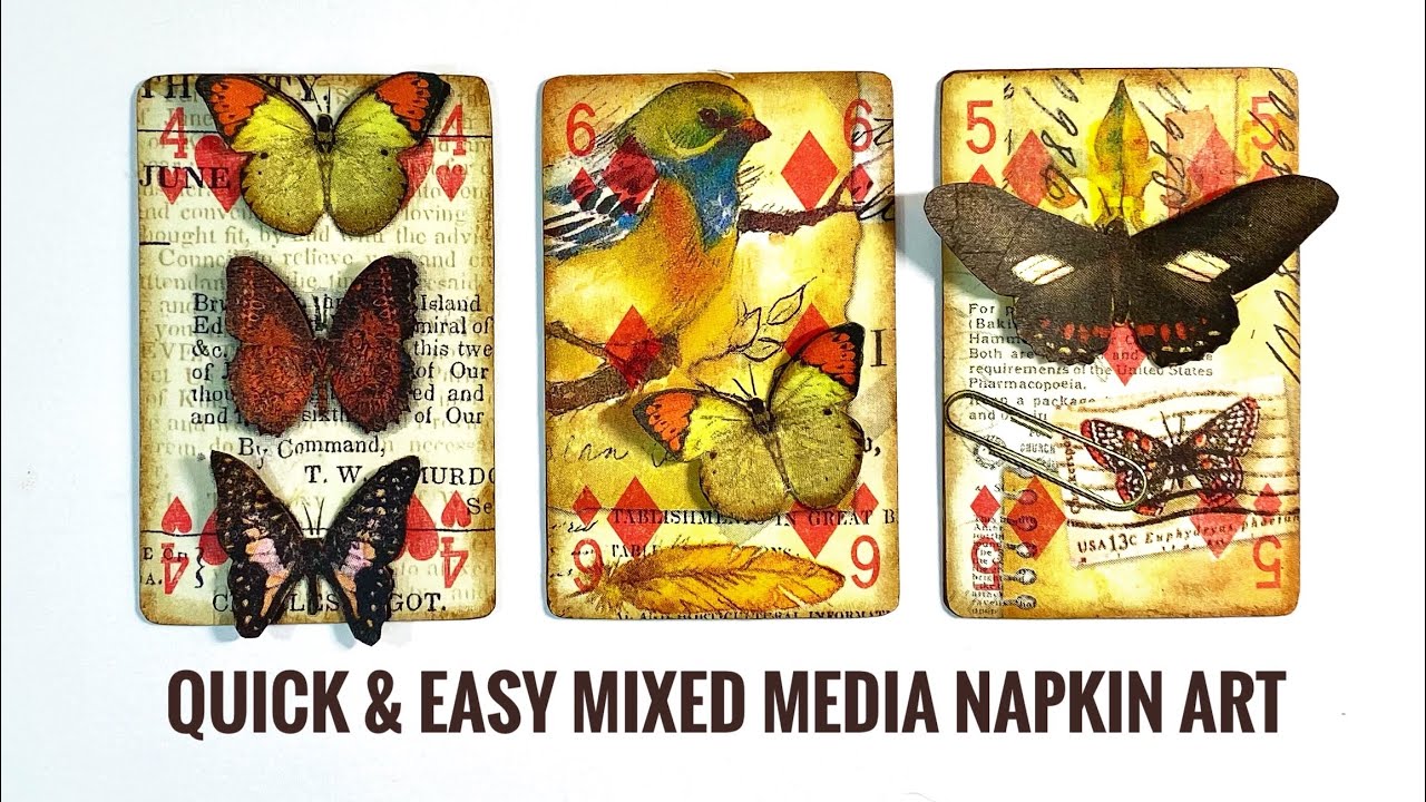 Mixed Media Altered Playing Cards - Napkin Art