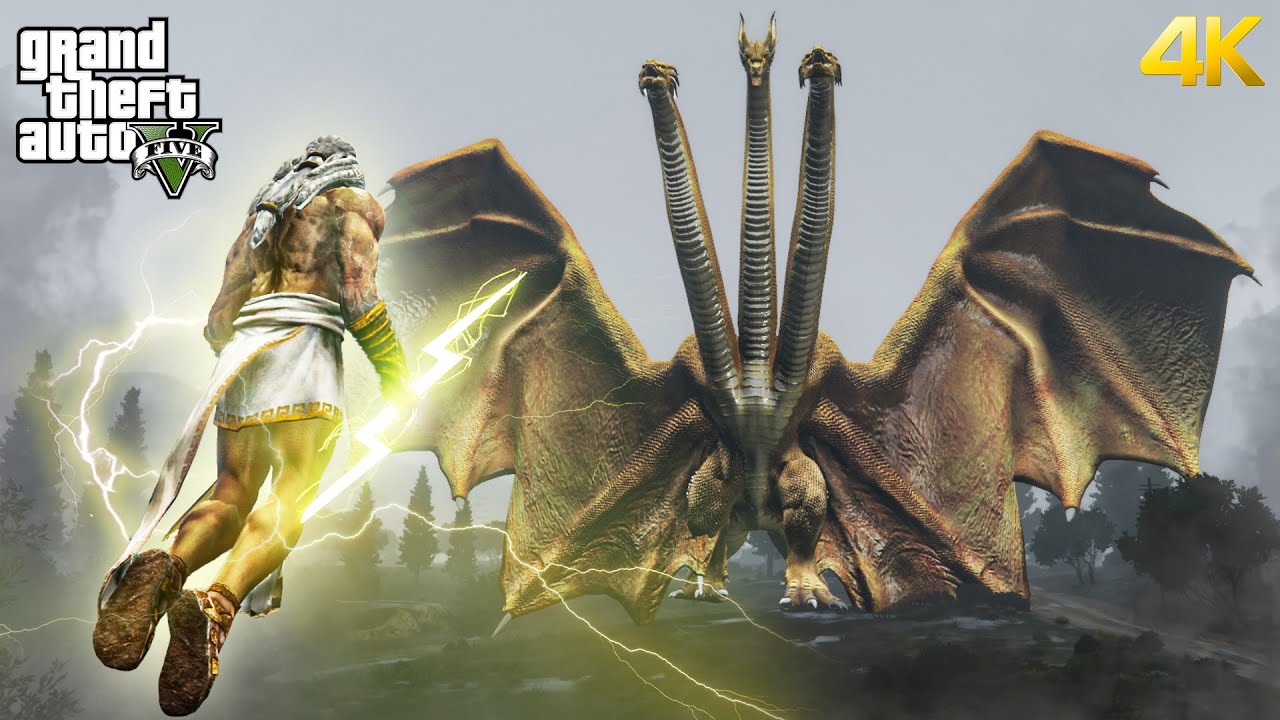 GTA 5 - Zeus VS King Ghidorah | King of Gods VS King of Titans
