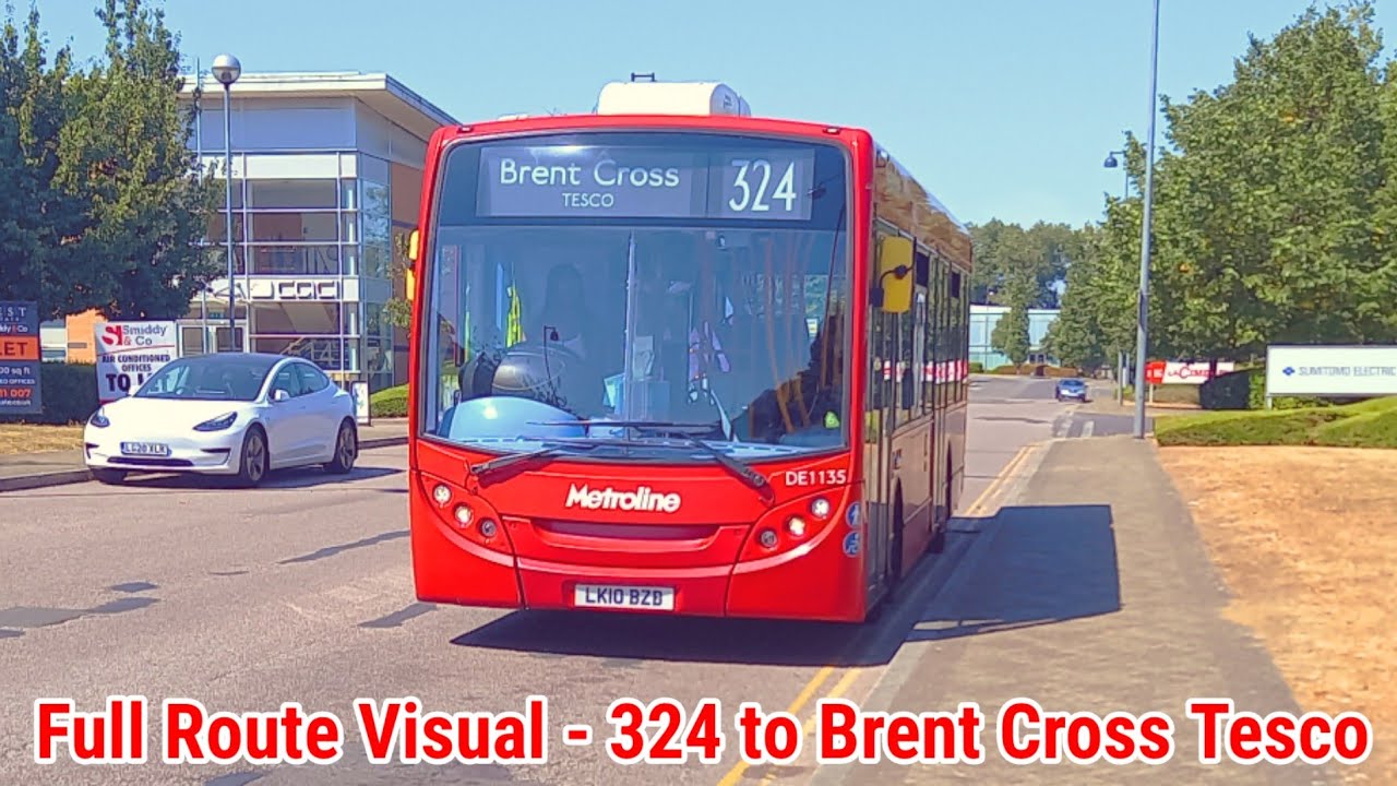 Full Route Visual | London Bus Route 324 - Elstree, Cent Pk to Brent Cross Tesco | (DE1135) LK10BZB
