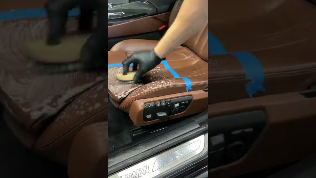 🔥💦 HOW to clean you leather seat #mitzs #autodetailing #bmw #640