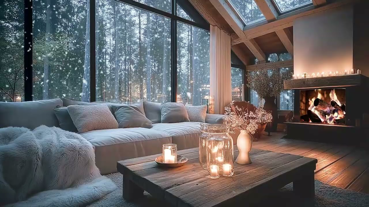 ❄️🔥 You’ll Love This Snowy Piano Room | Fireplace Glow, Gentle Flowers & Cozy Winter Relax Sleep