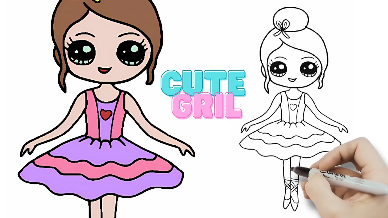 Hvordan tegne en KAWAII BALLERINA GIRL - SØT ENKEL DUKKE