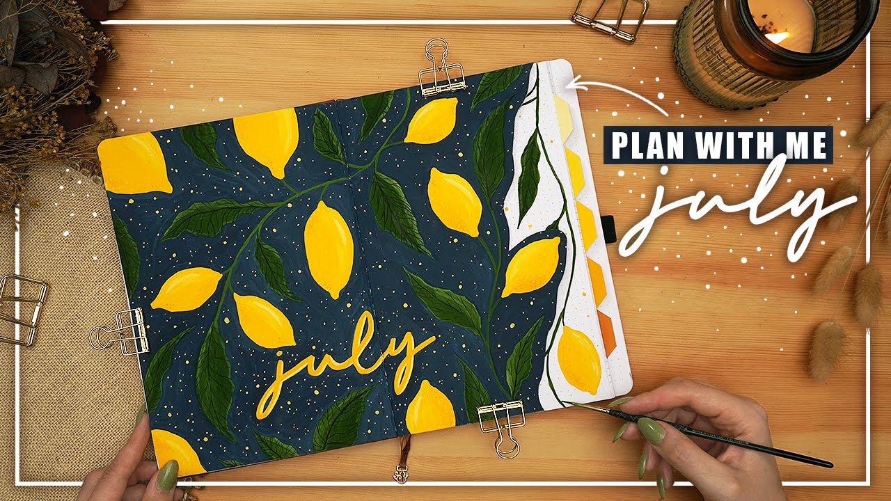 July 2022 BuJo Plan With Me  |  Lemon Bullet Journal Setup
