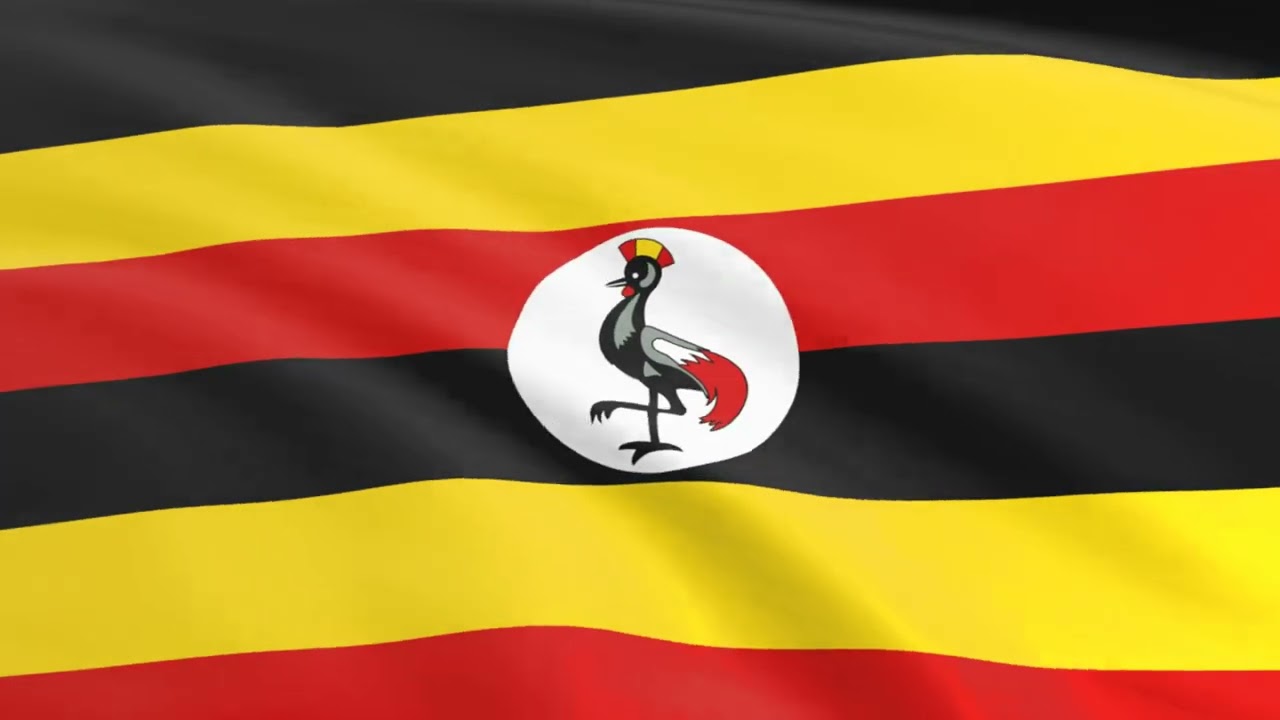Flag of Uganda waving in the wind - Flag animation - Motion background - 4K UHD