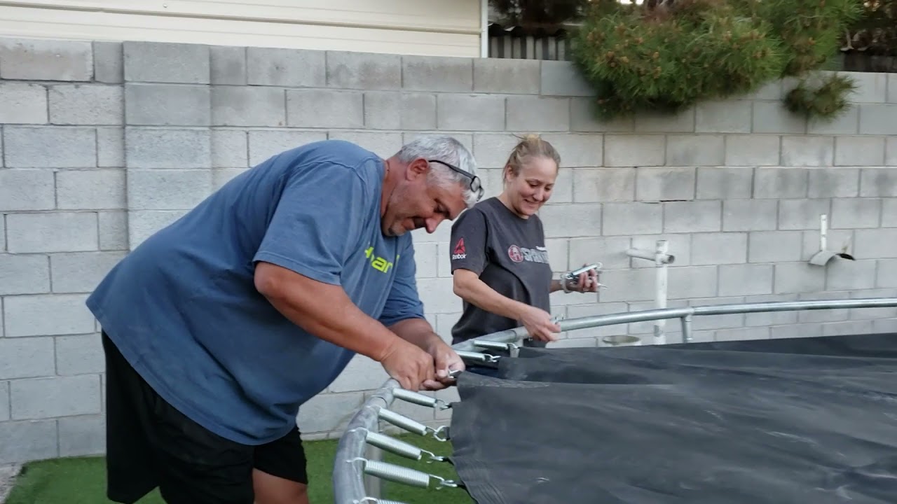 Watch us try to put together a used trampoline with no instructions!