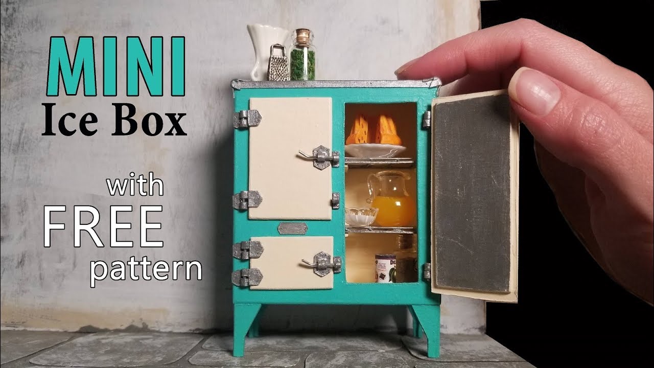 Miniature Dollhouse Ice Box (Fridge) with Free Downloadable Pattern