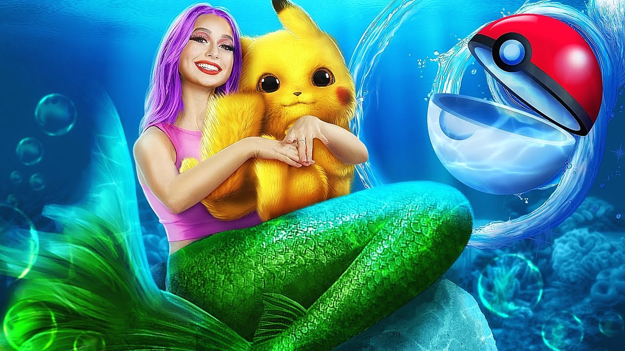 Mermaid Adopted Pokemon! My Pokemon Become Mermaid!  Pokemon in Real Life!