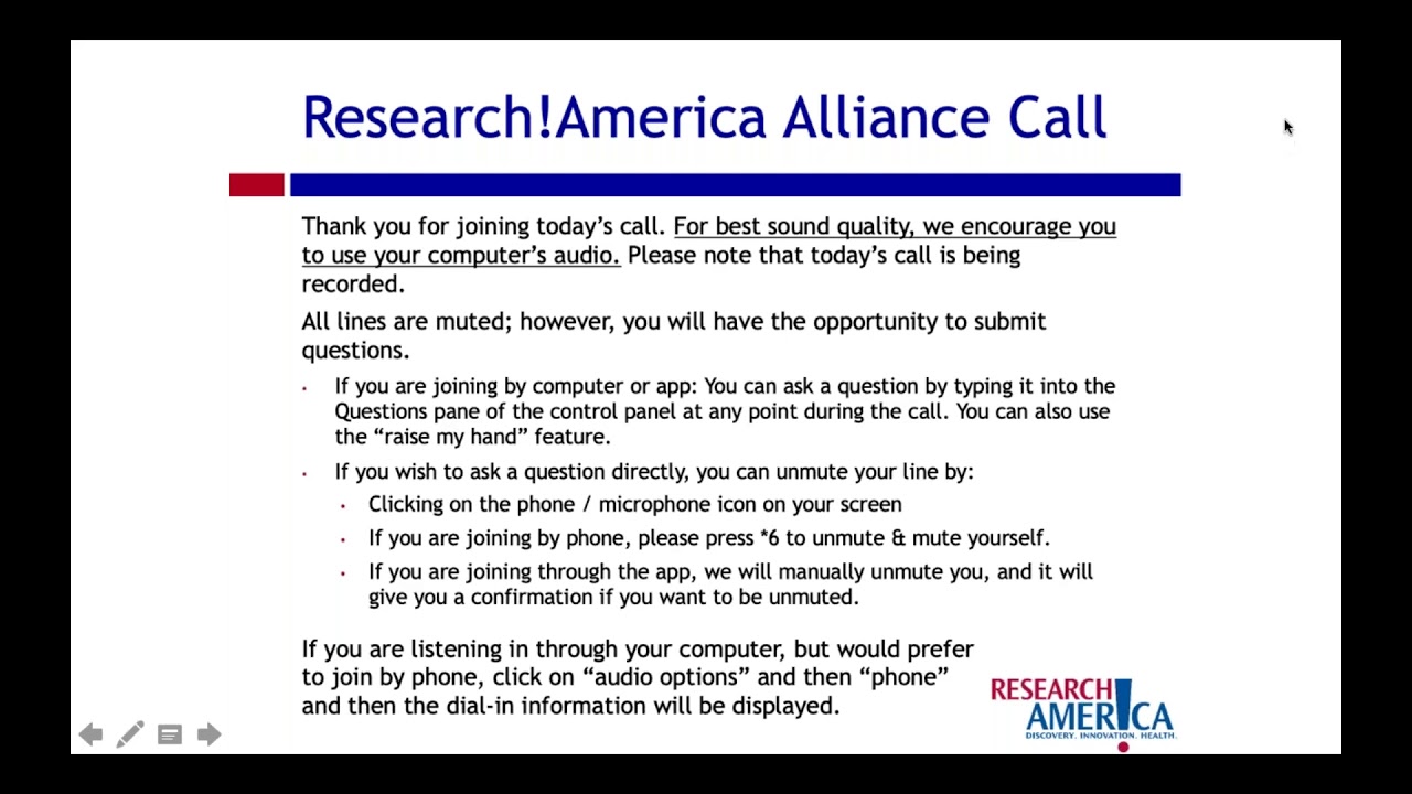 Research!America Alliance Member Call with  Dr  Rick Bright and Scott Whitaker