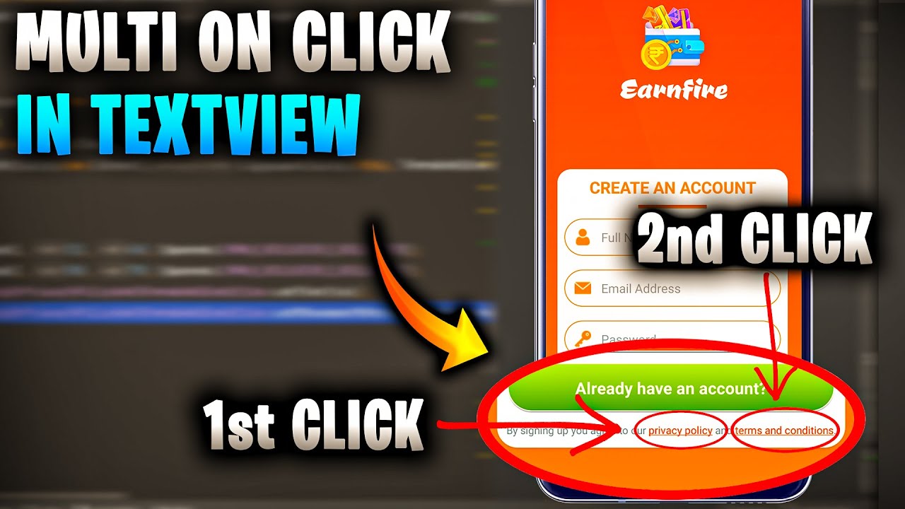 Add multi on click on single text view | Add two on click in one text view in android studio java