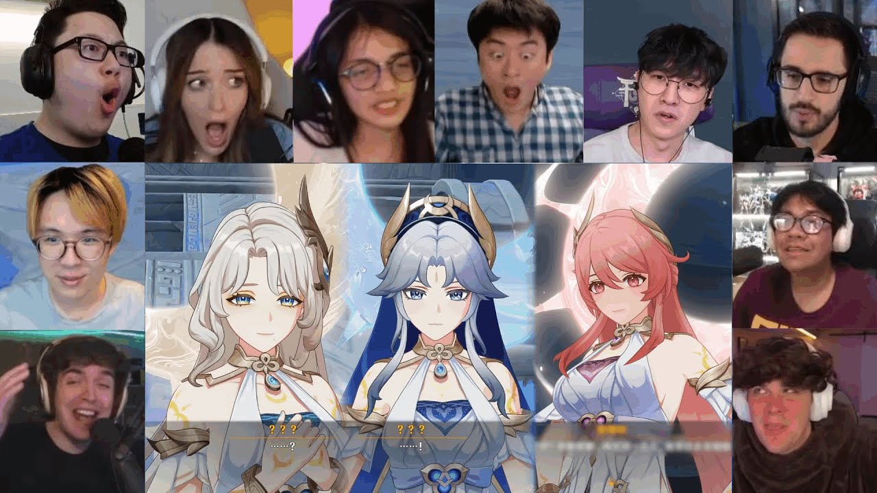 Видеоролик с реакциями на Genshin Impact | Три Лунные Сестры и Коломбина | V6.3 