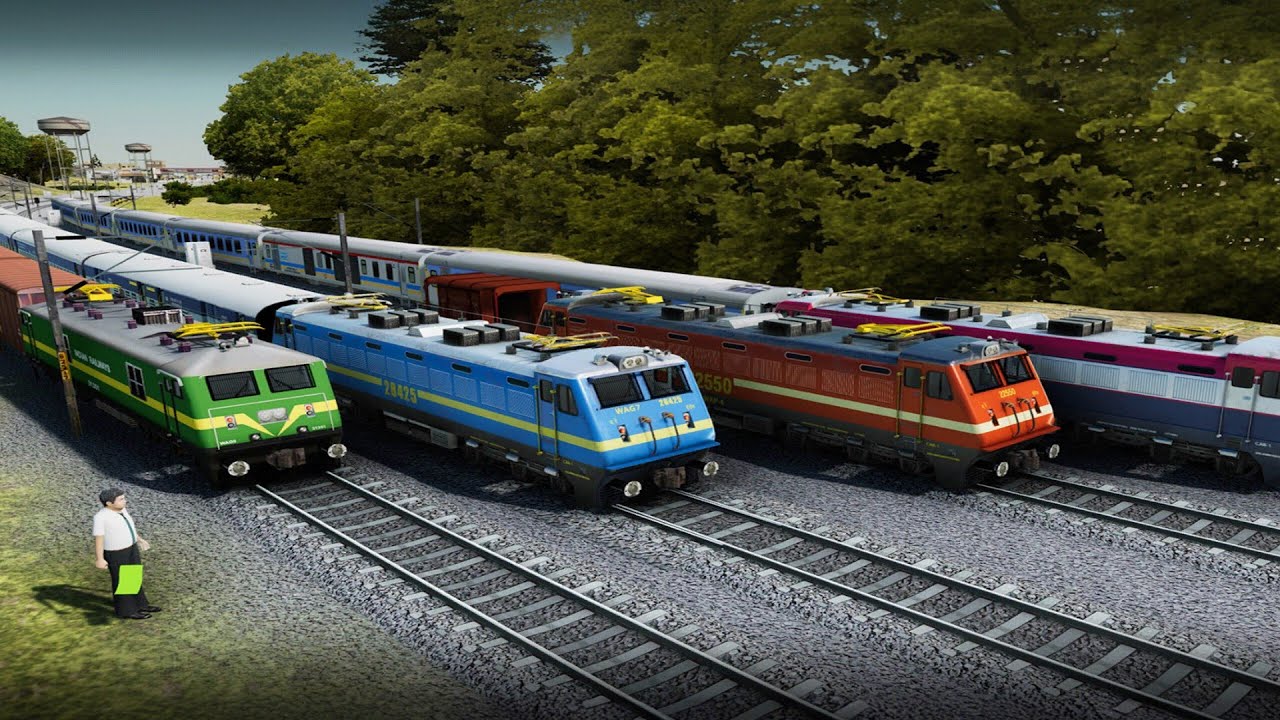 22  🗂9 Trains Crossing On Indian Electrification Railroad Crossing Tracks | train videos gameplay 