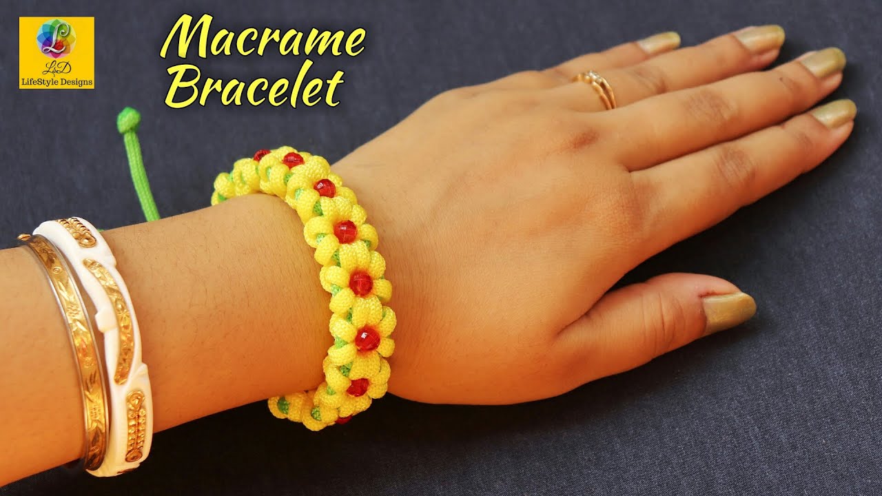 Simple Macrame Flower Style Bracelet Tutorial – How to make a Paracord Bracelet / DIY Jewelry