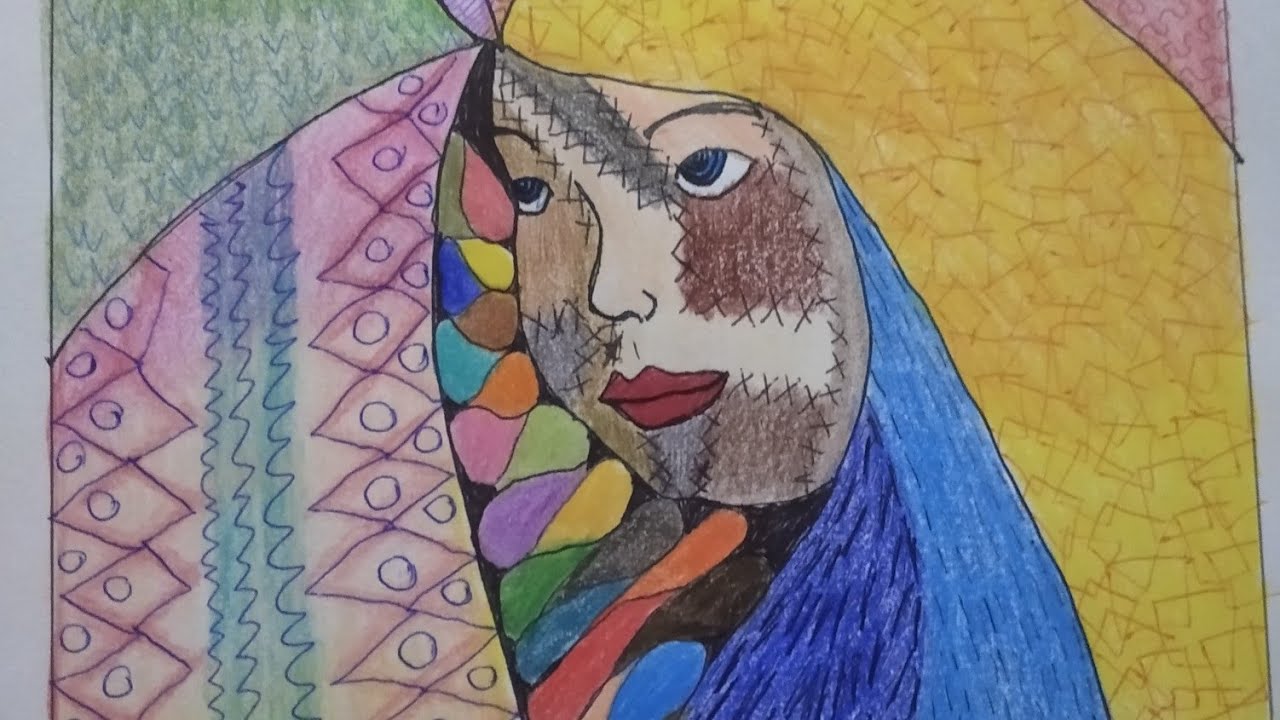 Moça Modelo 1 Retalhos, completo. #asmr #art #satisfying#desenhoterapeutico #desenho#desenhoabstrati