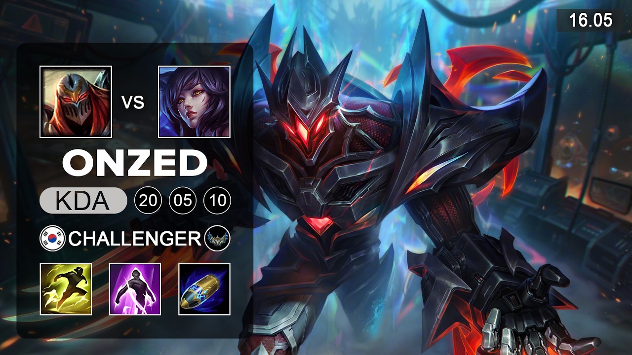 OnZed Zed vs Ahri Mid - KR Challenger - Patch 16.05 Season 16