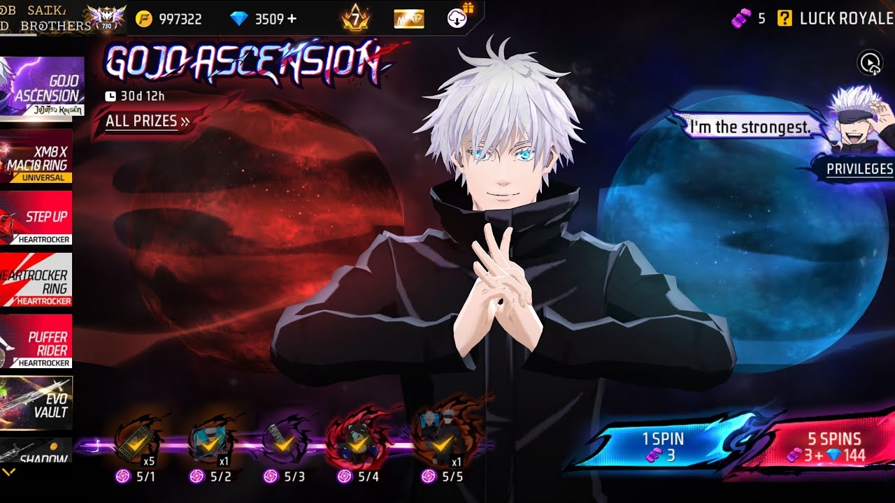 Open Jujutsu kaisen gojo bundle in Free fire🔥 #freefire #jujutsukaisen #newbundle 