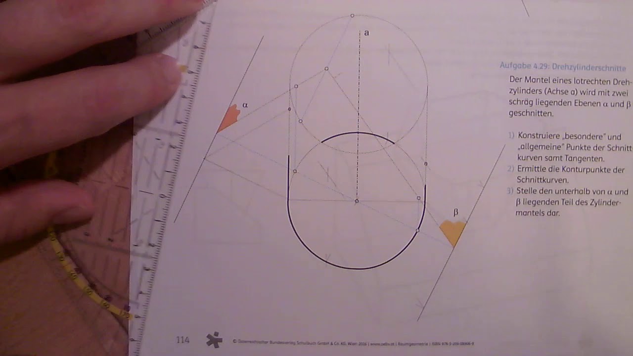 Drehzylinderschnitt Aufgabe 429 (Seite 114 unten)