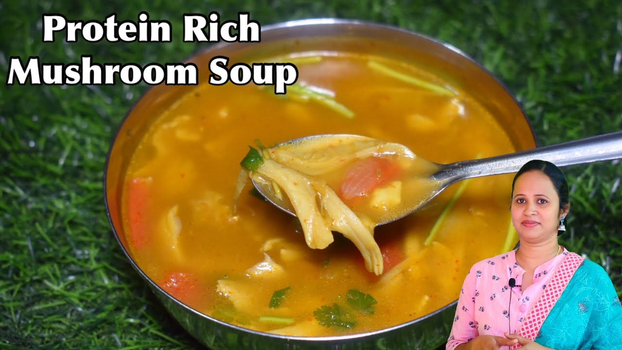 சிக்கன் சூப் சுவையில் காளான் சூப் \ Indian style Mushroom soup recipe \ Veg soup recipes in tamil
