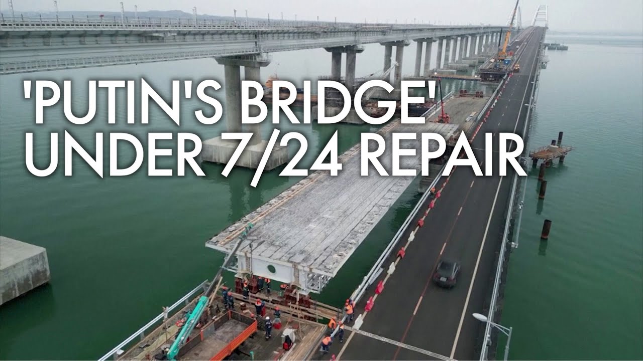 Russia releases drone footage of repair works at damaged Crimea bridge