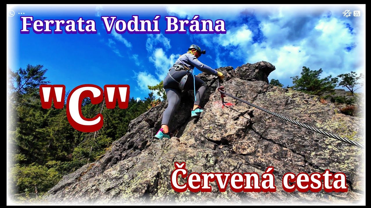 Via Ferrata Vodní Brána u Semil, červená cesta, obtížnost 