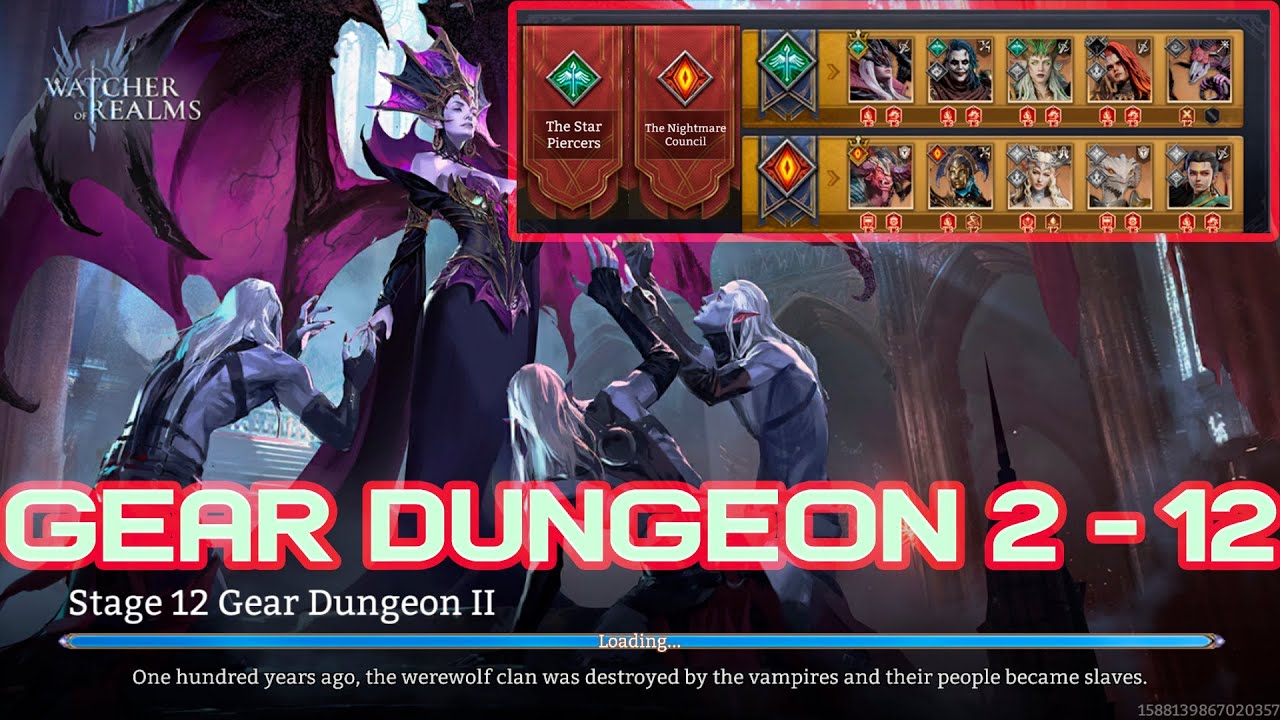 Watcher of Realms / Gear Dungeon 2 Stage 12 Nightmare+The Star Piercers / All Gear at the end video