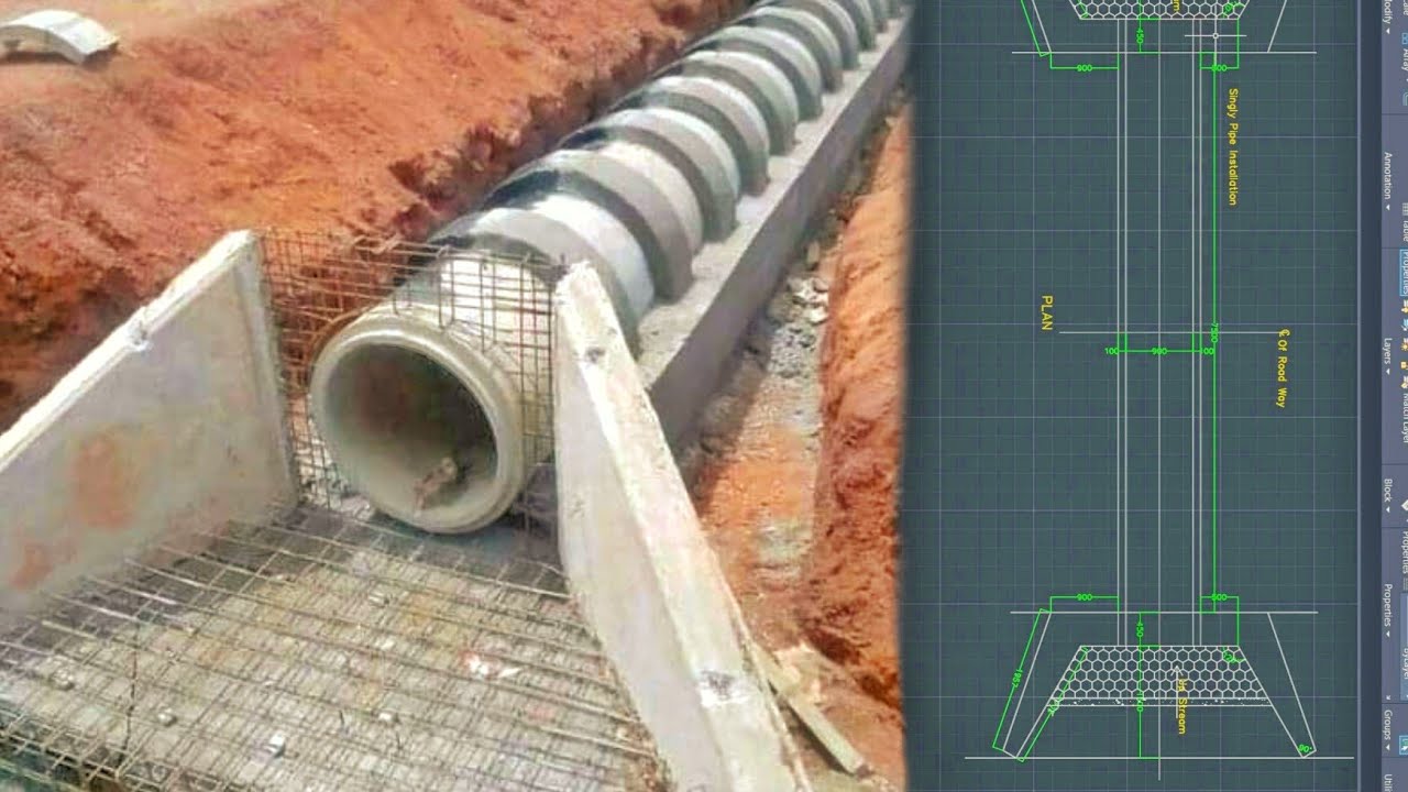 Pipe culvert, precast pipe culvert plan in AutoCAD 2020.