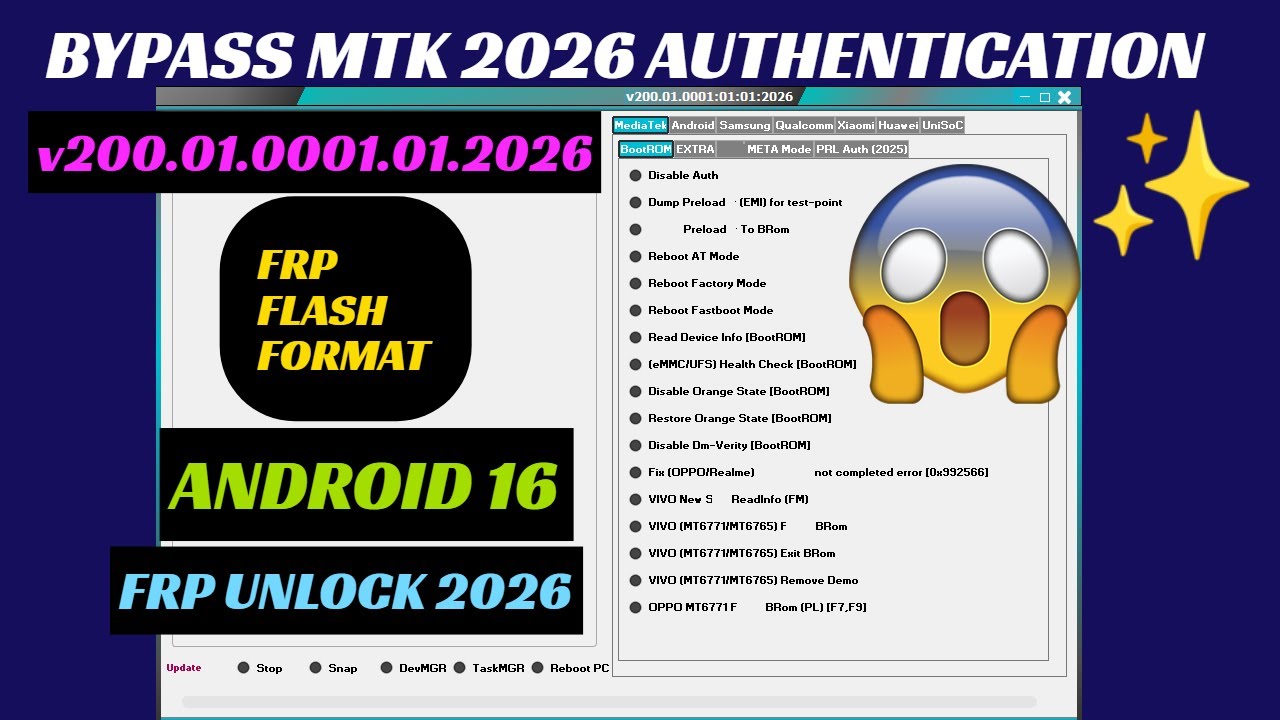 MTK Auth Bypass Tool v200.01.0001.01.2026 | SAMSUNG FRP BYPASS 2026 | SAMSUNG FRP ENABLE ADB TOOL