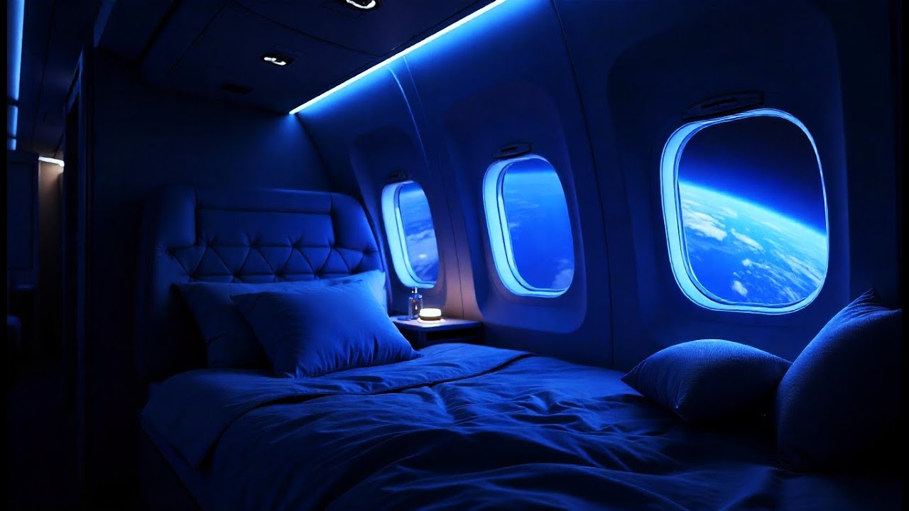 Спокойный звук в салоне для отдыха | Атмосфера в самолете для сна и учебы