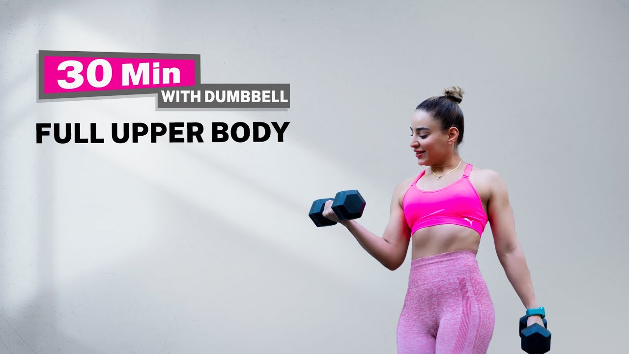 30 MINUTE TONED UPPER BODY WORKOUT WITH WEIGHTS - NO REPEAT - HOME WORKOUT WITH DUMBBELLS