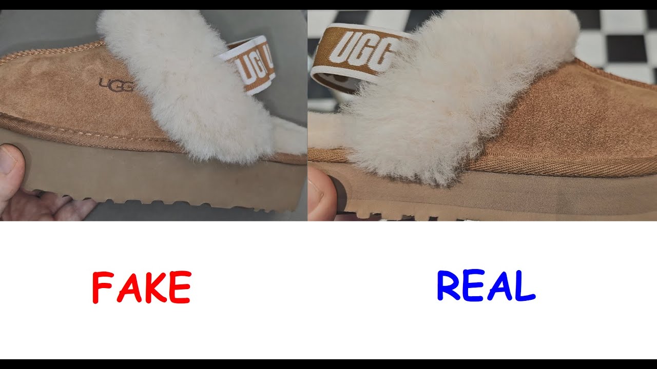 Ugg boots real vs fake. How to spot fake Ugg Funkette Ankle sandals