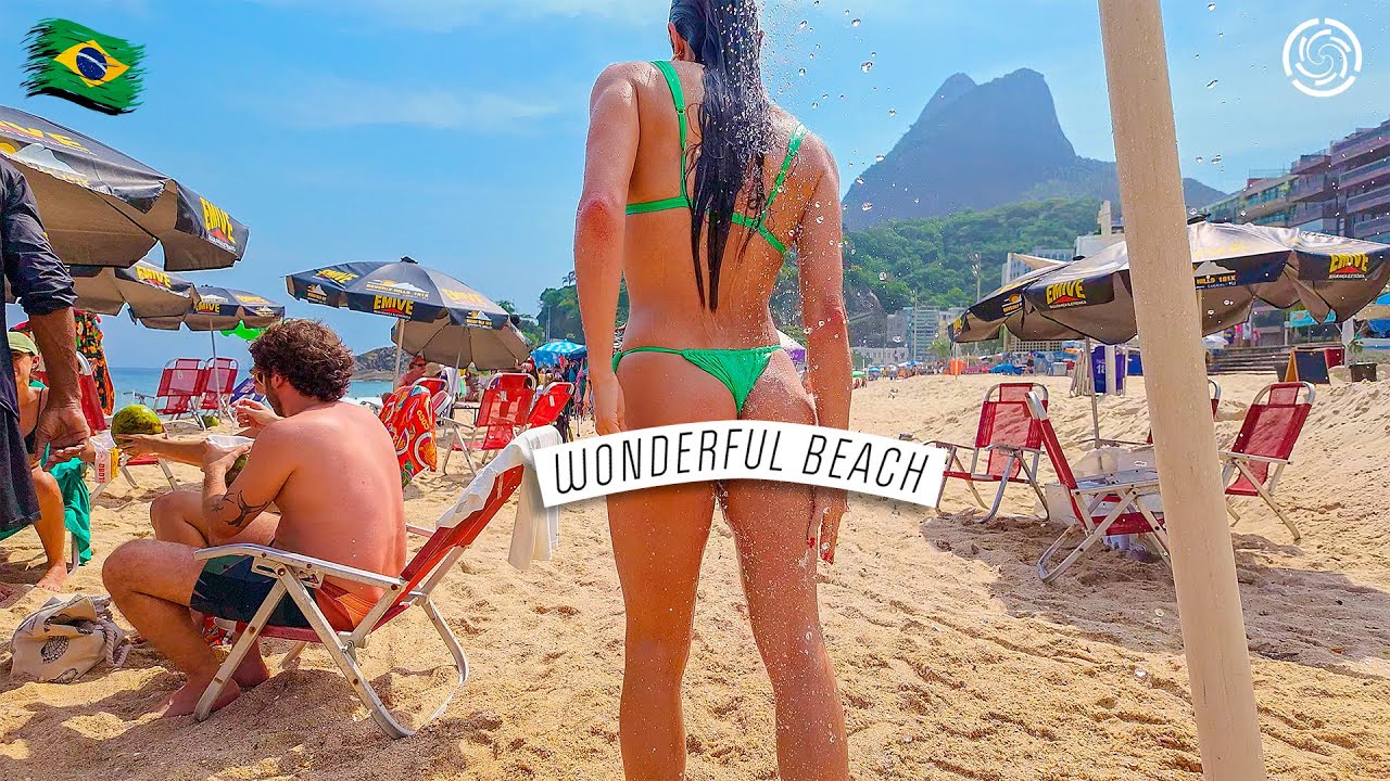 🇧🇷 Walking on LEBLON BEACH, RIO DE JANEIRO | Brazil 【 4K UHD 】 THE BEST BEACH!