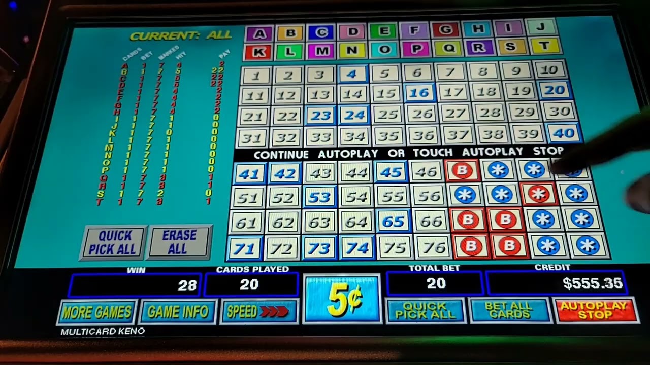 MultiCard Keno - Double 8 Packs - 47 to 78 and 49 to 80