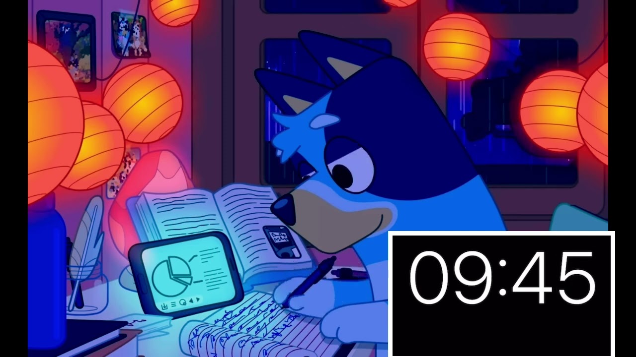 15 minute timer while studying with bluey