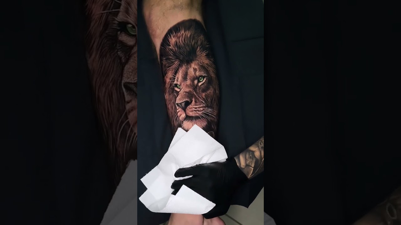 Lion Tattoo Design On Arm Short video #tattoos #inked #liontattoos #tattooed