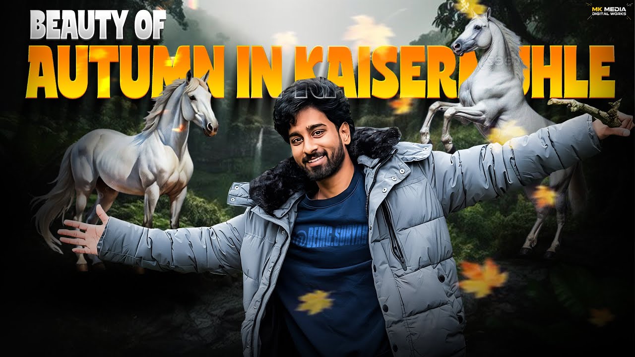 Autumn season in Kaisermühle || Vlog-17 || Horse barn, water stream and colourful leaves || Telugu
