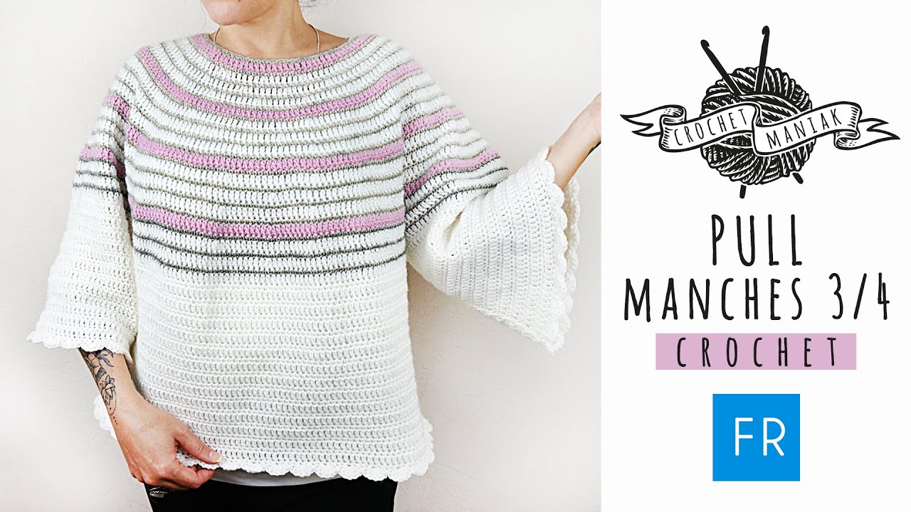 Tutoriel crochet pull top  down  sans  couture  super facile