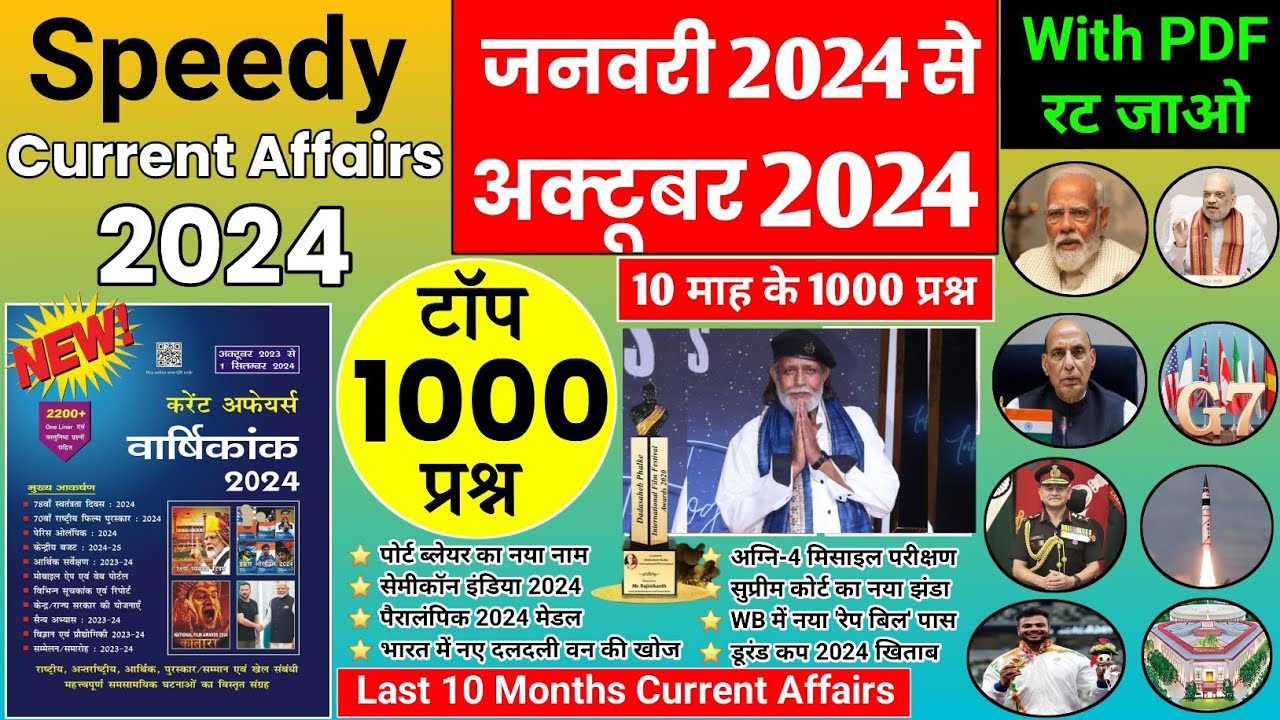 January to October 2024 Current Affairs | Last 10 Month Current Affairs 2024 | #currentaffairs #gk
