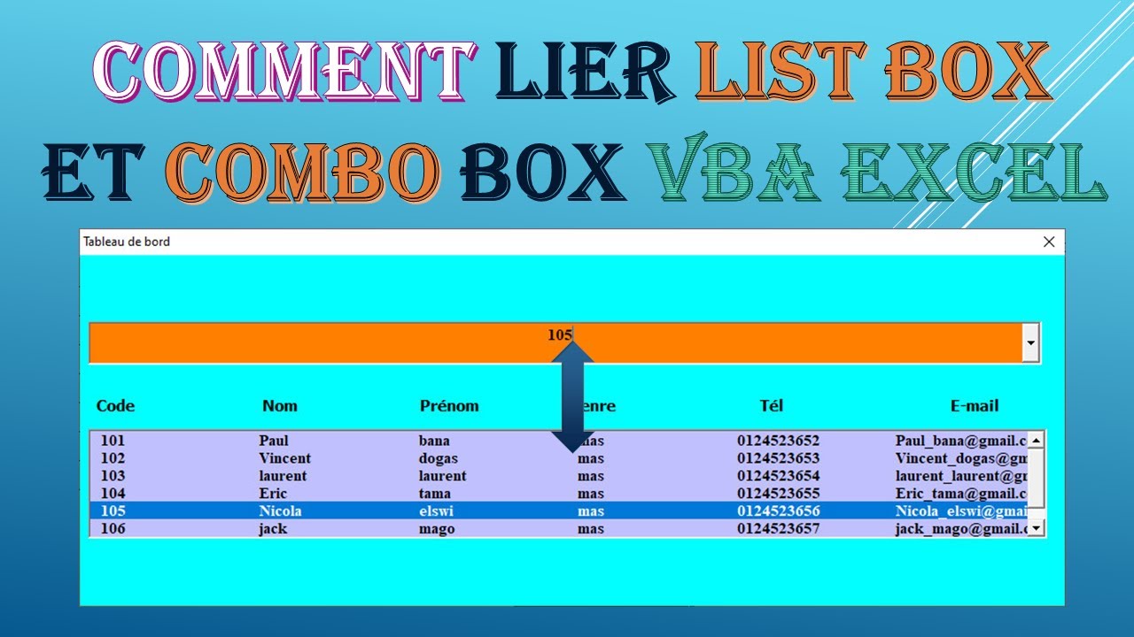 comment lier listbox et combobox VBA excel