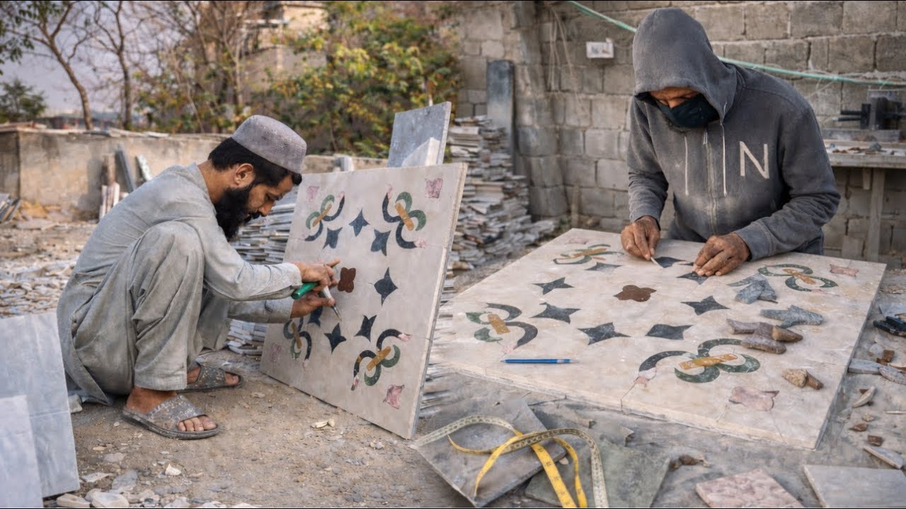 Industrial Marble Art | Beautiful Fancy Flower Made From Marble Pieces