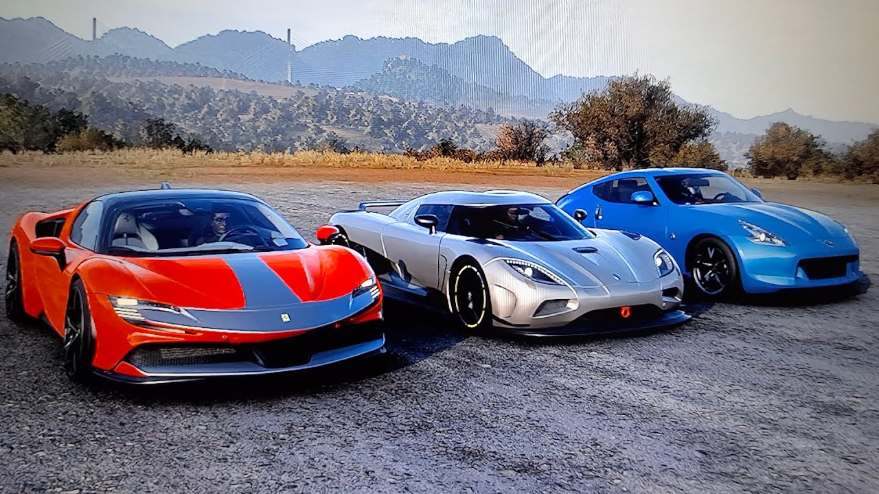 Forza Horizon 5 drag race Ferrari SF90 Stradale Vs Koenigsegg Agera R Vs Nissan 350Z 