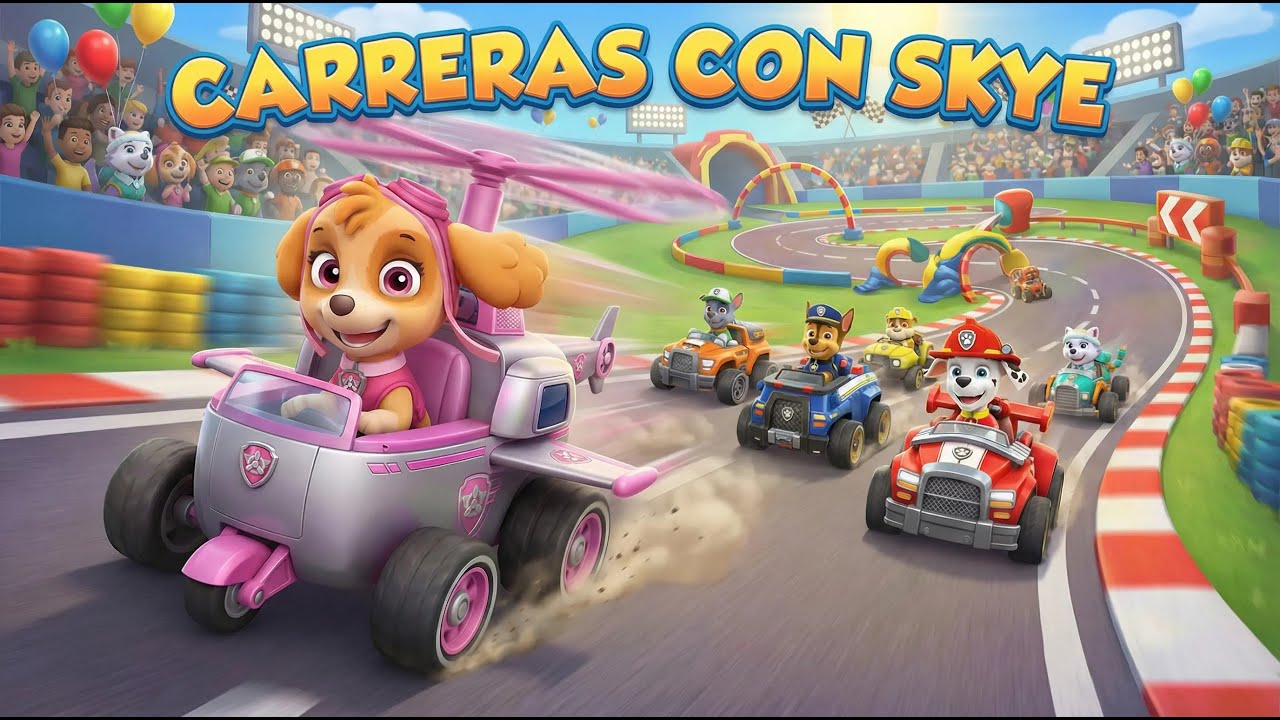 Paw Patrol Grand Prix: Los atrevidos intentos de atajo de Skye, dominando la pista de carreras.