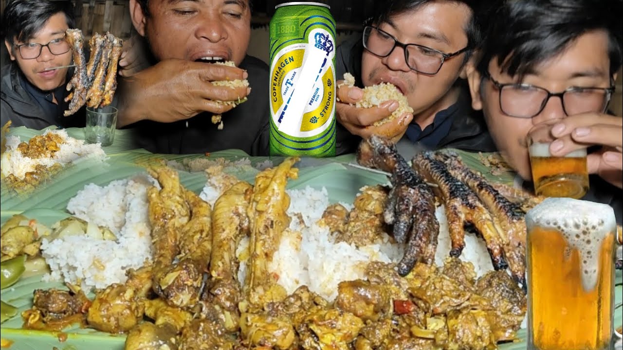 Eating Spicy Chicken Feet With Beer And Local Desi Daru | North East Mukbang 