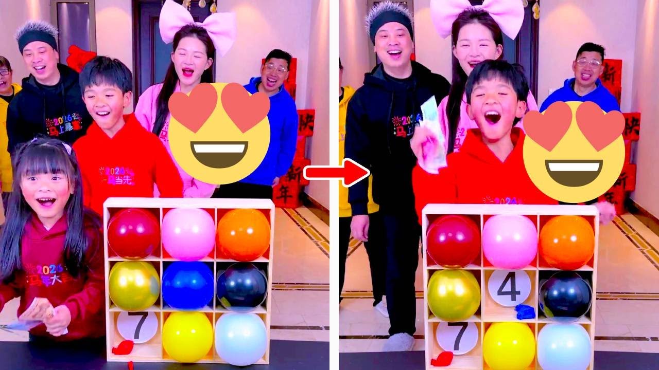Family Games | Nine-Square Balloon Challenge! Who gets the most money? #funny #partygame #challenge